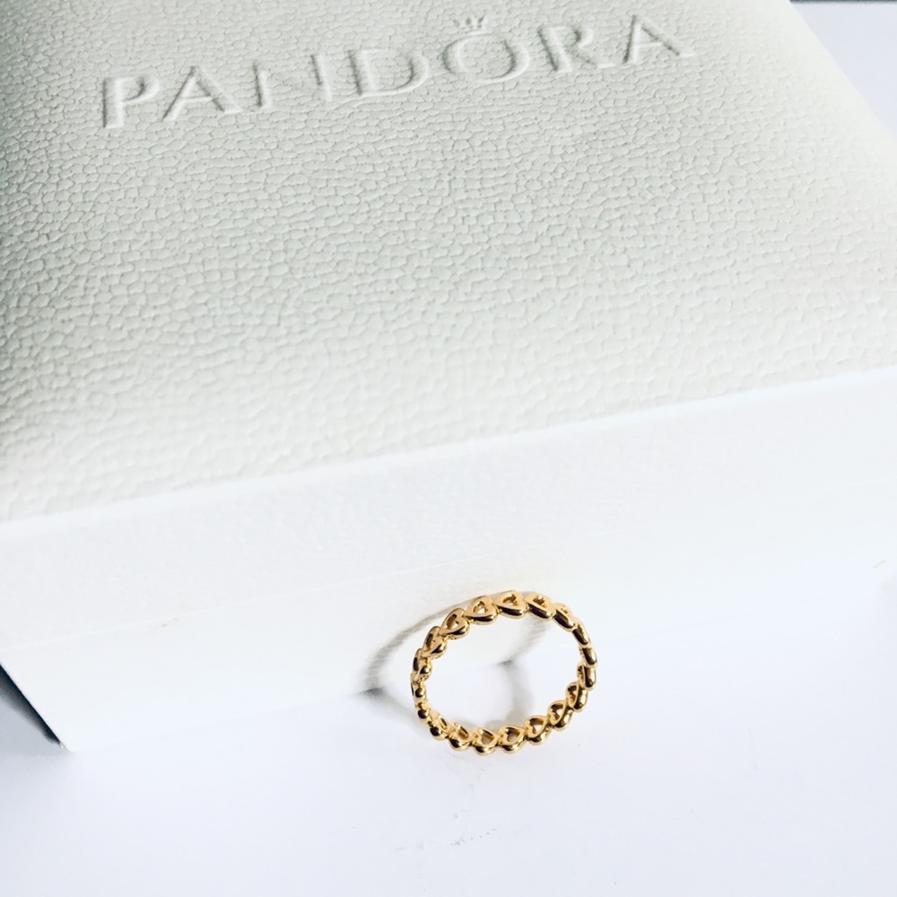 PANDORA Linked Love Ring 18ct Gold Plated